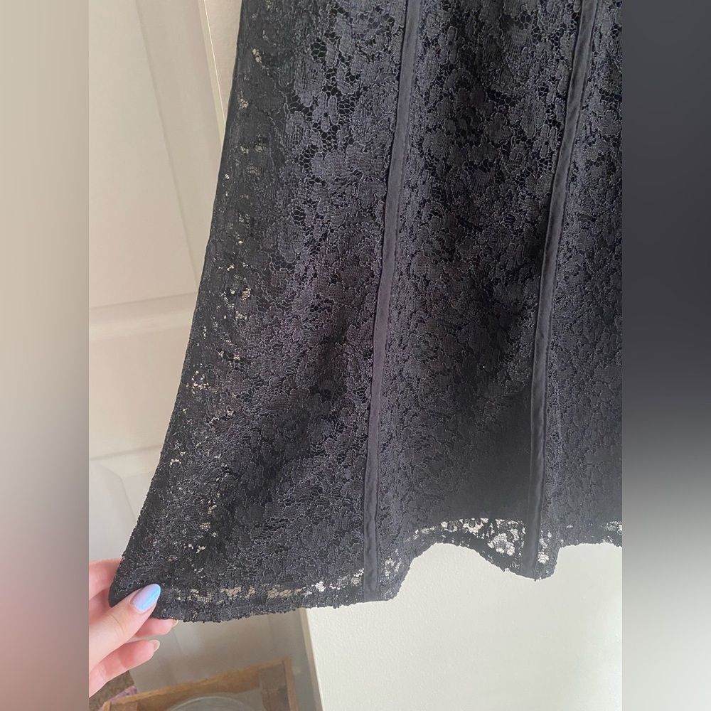 NWT Chico’s Black Lace A-Line Skirt Midi Size 2 Knee Length Women’s New with Tag - Picture 5 of 10